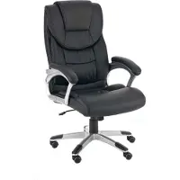BellaFurn Ergonomischer Bürostuhl - Bürostuhl - Trumpffunktion, Kunstleder, stufenlos verstellbar | Farbe: Schwarz