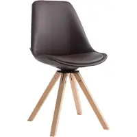 BellaFurn Drehbarer Besucherstuhl – Besprechungsstuhl – Exklusiver Look, Kunstleder & Holz | Kleidungsfarbe: Naturfarbe: Braun
