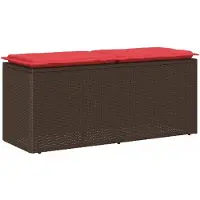 vidaXL Gartenbank mit Kissen Braun 110x40x44 cm Poly Rattan