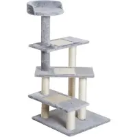 BellaFurn Katzenkratzbaum mit Sisal und Liegefläche | Farbe: Beige, Grau | Abmessungen: 48x48x99,5 cm