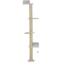 BellaFurn Kratzbaum für Katzen – 5 Ebenen, Wandmontage, Sisal | Farbe: Hellgrau | Abmessungen: 48x21x180 cm