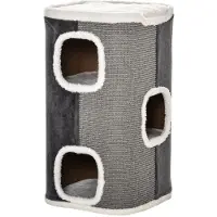 BellaFurn Katzenkratzbaum mit 3 Ebenen und Sisal | Farbe: Grau+Weiß | Abmessungen: 40x40x74 cm