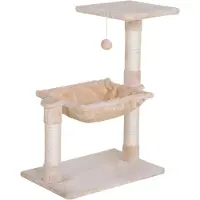 BellaFurn Katzenkratzbaum mit Hängematte und Spielzeug | Farbe: Beige/Grau | Abmessungen: 36x50x70 cm