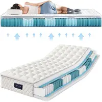 Youjia Federkernmatratze, 7 Zonen Kaltschaum Matratze, Taschenfederker, 90x200cm, 100% zertifiert, versteppter Mikrofaserbezug-Topping, Härtegrad H3