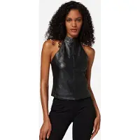 RICANO Neckholdertop "Top Lina", Damen, Gr. S, schwarz, Obermaterial: 100% Lammnappaleder LANA., schmal, Neckholder, Tops Neckholdertop, Handgefertigt aus echtem Leder