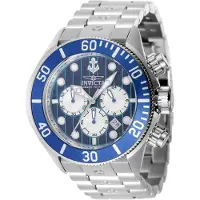 Invicta Ocean Voyage 47832 Herrenuhr - Quarzwerk - Edelstahl mit blauem Zifferblatt - 51 mm