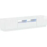Syfax 5-teiliges LED TV Schrank Hochglanz Weiß Holzwerkstoff