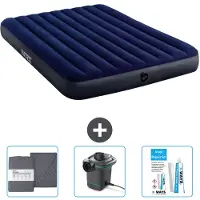 Intex Luftbett – 2 Personen – 152 x 203 x 25 cm – Blau – im Lieferumfang enthalten Spannbettuch - Pumpe en Reperaturset