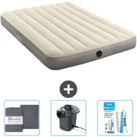 Intex Airbed - Doppelbett - 137 x 191 x 25 cm - Beige - Im Lieferumfang enthalten Spannbettuch - Pumpe en Reperaturset