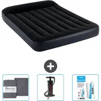 Intex Airbed – Doppelbett – 137 x 191 x 25 cm – Dunkelblau – Im Lieferumfang enthalten Spannbettuch - Pumpe en Reperaturset