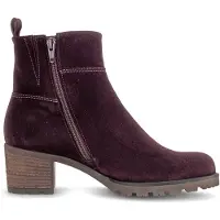 Gabor Stiefelette , Damen, Gr. 41, mulberry, Veloursleder, unifarben, Schuhe Stiefelette, Blockabsatz, Boots mit Zierreißverschluss, normale Weite