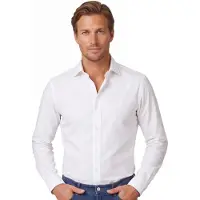 Ralph Lauren für Herren. 712827064002 Schmal geschnittenes Popeline-Hemd weiß (43), Lässig, Baumwolle, Klassisch, Langarm