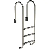 Eichenwald Ideal Schwimmbad Tiefbeckenleiter eng aus Edelstahl, Poolleiter aus V2A ,3-stufig