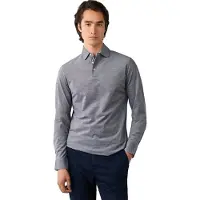 Hackett für Herren. HM5500041 Langarm-Poloshirt Piqué klassische Passform grau (XL), Lässig, Baumwolle