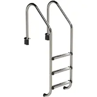 Eichenwald Ideal Schwimmbad Tiefbeckenleiter weit aus Edelstahl 3-stufig, Poolleiter aus V2A