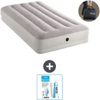 Intex Luftbett - 1 Person - 99 x 191 x 30 cm - Grau - Inklusive Pumpe - Reperaturset
