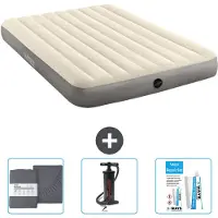 Intex Luftbett – 2 Personen – 152 x 203 x 25 cm – Beige – im Lieferumfang enthalten Spannbettuch - Pumpe en Reperaturset