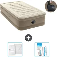 Intex Luftbett - 1 Person - 99 x 191 x 46 cm - Beige - Inklusive Pumpe - Spannbettuch en Reperaturset