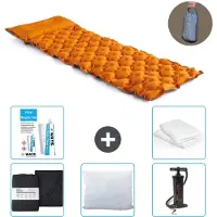 Intex Campingmatte – 1 Person – 71 x 191 x 11 cm – Orange – im Lieferumfang enthalten Spannbettuch - Küssen - Pumpe - Reperaturset en Kissenschutz