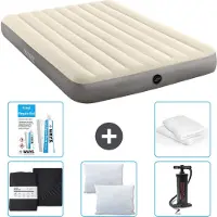 Intex Luftbett – 2 Personen – 152 x 203 x 25 cm – Beige – im Lieferumfang enthalten Spannbettuch - Küssen - Pumpe - Reperaturset en Kissenschutz