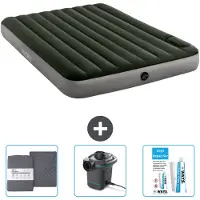 Intex Luftbett - 2 Personen - 152 x 203 x 25 cm - Grün - Spannbettuch - Pumpe en Reperaturset