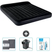 Intex Luftbett - 2 Personen - 183 x 203 x 25 cm - Dunkelblau - Im Lieferumfang enthalten Spannbettuch - Pumpe en Reperaturset