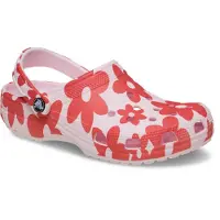Crocs Clog "Classic Pop Petals Clog", Damen, Gr. 37, Croslite, rosa (bubble ice, multi), geblümt, Schuhe Clog, Sommerschuh, Hausschuh mit Blumendruck
