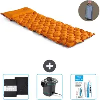 Intex Campingmatte – 1 Person – 71 x 191 x 11 cm – Orange – im Lieferumfang enthalten Spannbettuch - Pumpe en Reperaturset