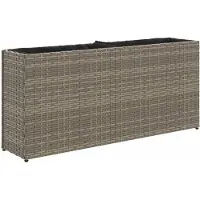 vidaXL Hochbeet mit 2 Fächern Grau 90x20x40 cm Poly Rattan
