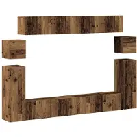 vidaXL 8-tlg. TV-Schrank-Set Wandmontage Altholz-Optik Holzwerkstoff