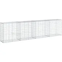 vidaXL Gabione mit Deckel 400x50x100 cm Verzinktes Eisen