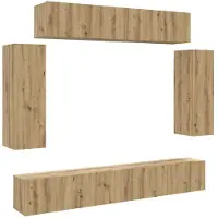 vidaXL 6-tlg. TV-Schrank-Set Wandmontage Artisan-Eiche Holzwerkstoff