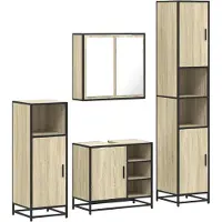 vidaXL 4-tlg. Badmöbel-Set Sonoma-Eiche Holzwerkstoff