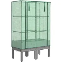 vidaXL Hochbeet mit Gewächshaus-Aufsatz Rattan-Optik 80x40x140 cm