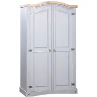 vidaXL Kleiderschrank "Philippsburg" aus Kiefer-Massivholz in Grau und Braun (Oberplatte). Abmessungen (L/B/H) 101x52x170 cm
