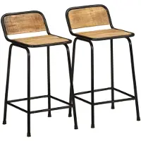 vidaXL Barhocker 2 Stk. 46x35,5x80 cm Raues Mango Massivholz
