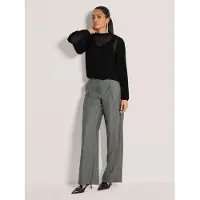 MADELEINE Langarmbluse "Bluse Chiffonbluse mit Ballonärmeln", Damen, Gr. 38, schwarz, Modern, comfort fit, hoch geschlossener Ausschnitt, Blusen Langarmbluse