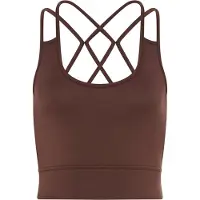 LASCANA Crop-Top , Damen, Gr. 44/46, braun, Jersey, Obermaterial: 95% Viskose, 5% Elasthan, unifarben, bauchfrei, Rundhals, Tops Crop-Top, im Rücken gekreuzt