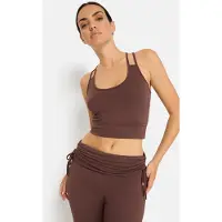 LASCANA Crop-Top , Damen, Gr. 32/34, braun, Jersey, Obermaterial: 95% Viskose, 5% Elasthan, unifarben, bauchfrei, Rundhals, Tops Crop-Top, im Rücken gekreuzt