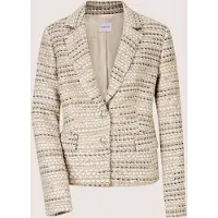 MADELEINE Jackenblazer "Blazer Strukturierter Tweed-Blazer", Damen, Gr. 34, beige (beige, graphit, multicolor), Modern, regular fit, V-Ausschnitt, Blazer Jackenblazer