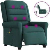 vidaXL Massagesessel Elektrisch Dunkelgrün Stoff