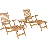vidaXL Klappdeckstuhl mit Tisch 2 pcs Natur Massivholz Teak