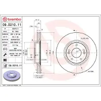 Brembo Bremsscheibe 09.D210.11, vorne, belüftet, hochkarbonisiert, 1 Stück