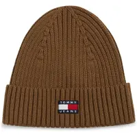 Tommy Hilfiger Beanie TOMMY JEANS "TJM HERITAGE CORE", Herren, warm khaki, Strick, Baumwolle, Mützen Beanie, Rippstrick, Umschlag, normale Passform