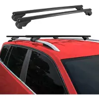 Omtec OMAC Universal Dachträger Gepäckträger für Auto 75kg 153cm Aluminium Schwarz 2x