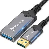 Reagle Aktive USB A auf USB A Verlängerung 10m 5Gbps mit Verstärker SuperSpeed USB 3.2 Gen 1 für PC Laptop Drucker Maus Tastatur USB C Power Eingang