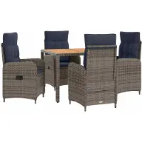 Syfax Outdoortisch-Set 5 stk. PE Rattan und pulverbeschichteter Stahl