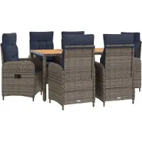 Syfax Outdoortisch-Set 7 stk. PE Rattan und pulverbeschichteter Stahl