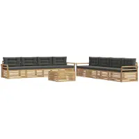 vidaXL Outdoor-Sofagarnitur 9 Stk. Weiß und Anthrazit Polyester