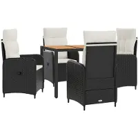 Syfax Outdoortisch-Set 5 stk. Schwarz und Cremeweiß